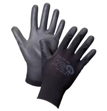 Kesztyű, szerelőkesztyű PU, 10-es méretű fekete munkavédelmi kesztyű, 1 pár