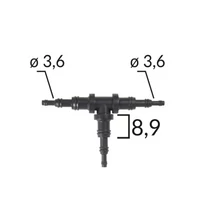 Univerzális vágható T elosztó, csatlakozó, bővítő, szűkítő háromféle átmérővel C60656 (1 db) [9]