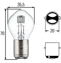 12V 35/35W fényszóró izzó Hella 8GD002084-131 BA20d