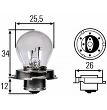 Robogó izzó 12V 15W fényszóró izzó Hella 8GA008899-121 P26s