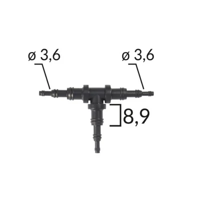 Univerzális vágható T elosztó, csatlakozó, bővítő, szűkítő háromféle átmérővel C60656 (1 db) [9]