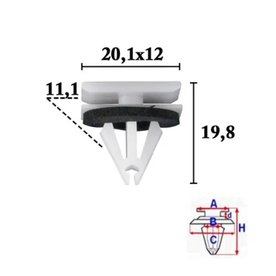 Chevrolet, Ford, Opel díszléc-rögzítő patent, bolha több típushoz C70587 (1 db) [25]