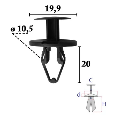 Ford, Opel rögzítő patent többféle felhasználásra OE: W712665S300, 11589295 C70668 (1 db) [13]