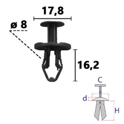 Tesla lökhárító és motortér-burkolat rögzítő patent több típushoz OE: 112803400B, C70861 (1 db) [31]